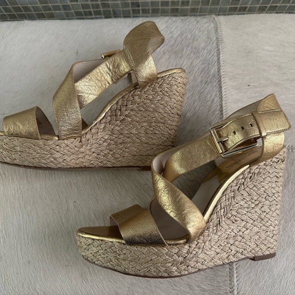 Gold Wedge Sandals - Picture 2 of 6